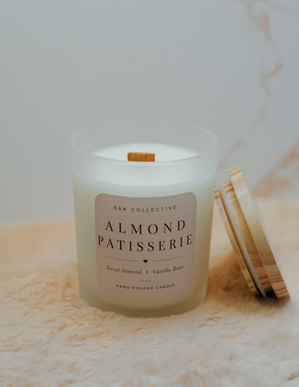 Almond Patisserie Candle & Tray Set | Luxury Frosted Candle Set | Sweet Almond & Vanilla Bean