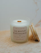 Almond Patisserie Candle & Tray Set | Luxury Frosted Candle Set | Sweet Almond & Vanilla Bean