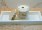 Almond Patisserie Candle & Tray Set | Luxury Frosted Candle Set | Sweet Almond & Vanilla Bean